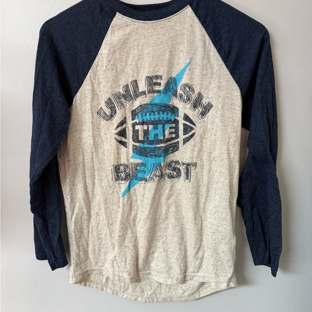 Cat & Jack Navy and Cream 'Unleash the Beast' Long Sleeve Tee